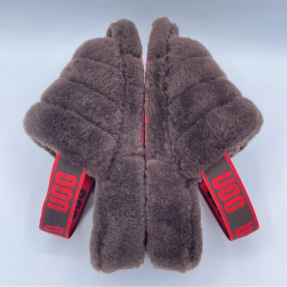 UGG Fluff Yeah Slides 7 Brown/Red - Picture 12 of 16
